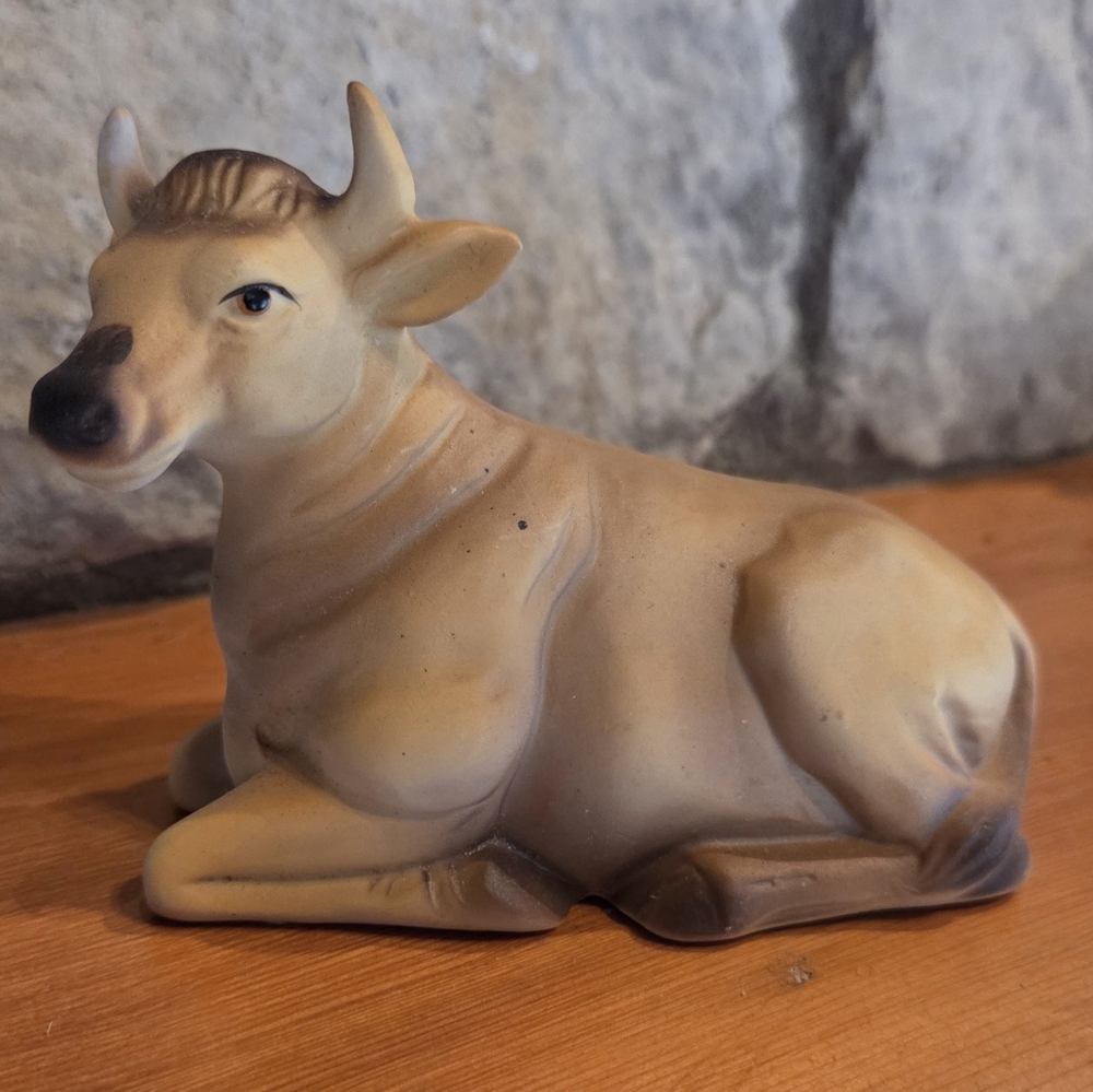 Nativity Cow Figurine Replacement Porcelain Brown #5552 HOMCO Home Interior
